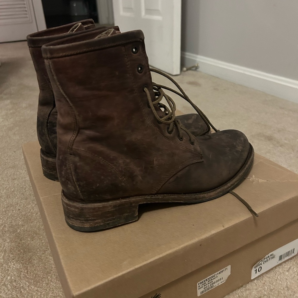 Women’s Brown freebird by Steven Leather distressed brown lace up Boots size 10 - Picture 3 of 10